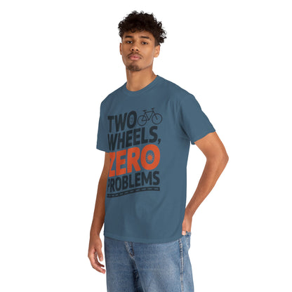 Two Wheels Zero Problems Mens Graphic Biker T-Shirt, Bike Humor Tee, Biker Gift