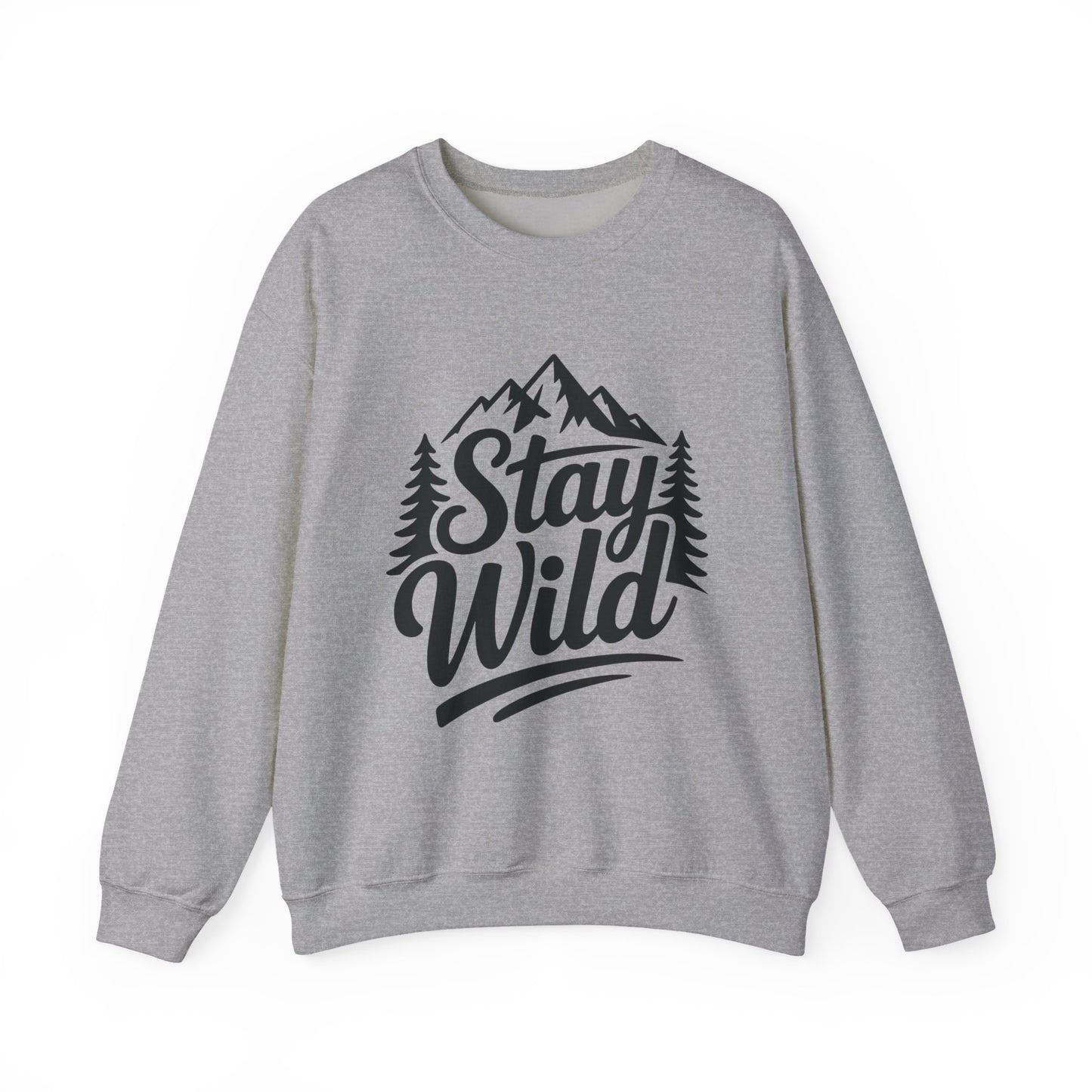 Stay Wild Unisex Crewneck Sweatshirt, Cozy Casual Wear for Adventurers, for Nature Lovers, Mountain Nature Unisex Crewneck Sweatshirt