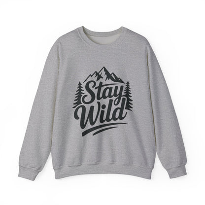 Stay Wild Unisex Crewneck Sweatshirt, Cozy Casual Wear for Adventurers, for Nature Lovers, Mountain Nature Unisex Crewneck Sweatshirt