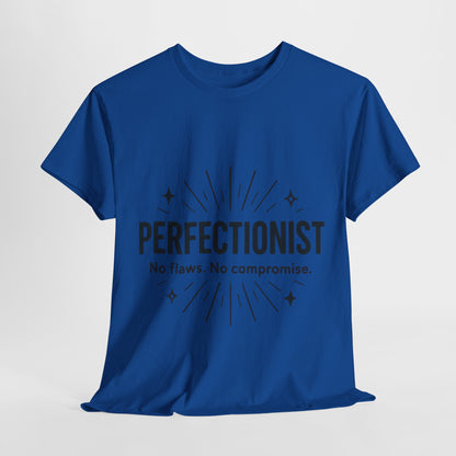 Mens Perfectionist T-Shirt, No Flaws No Compromise, Minimal Bold Graphic Tee, Gift for OCD, Clean Freak, or Detail-Oriented Men
