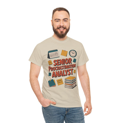 Senior Procrastination Analyst Tee, Funny Office Shirt, Gift for Graduates, Motivation T-Shirt, Humor Apparel, Job Humor Clothing