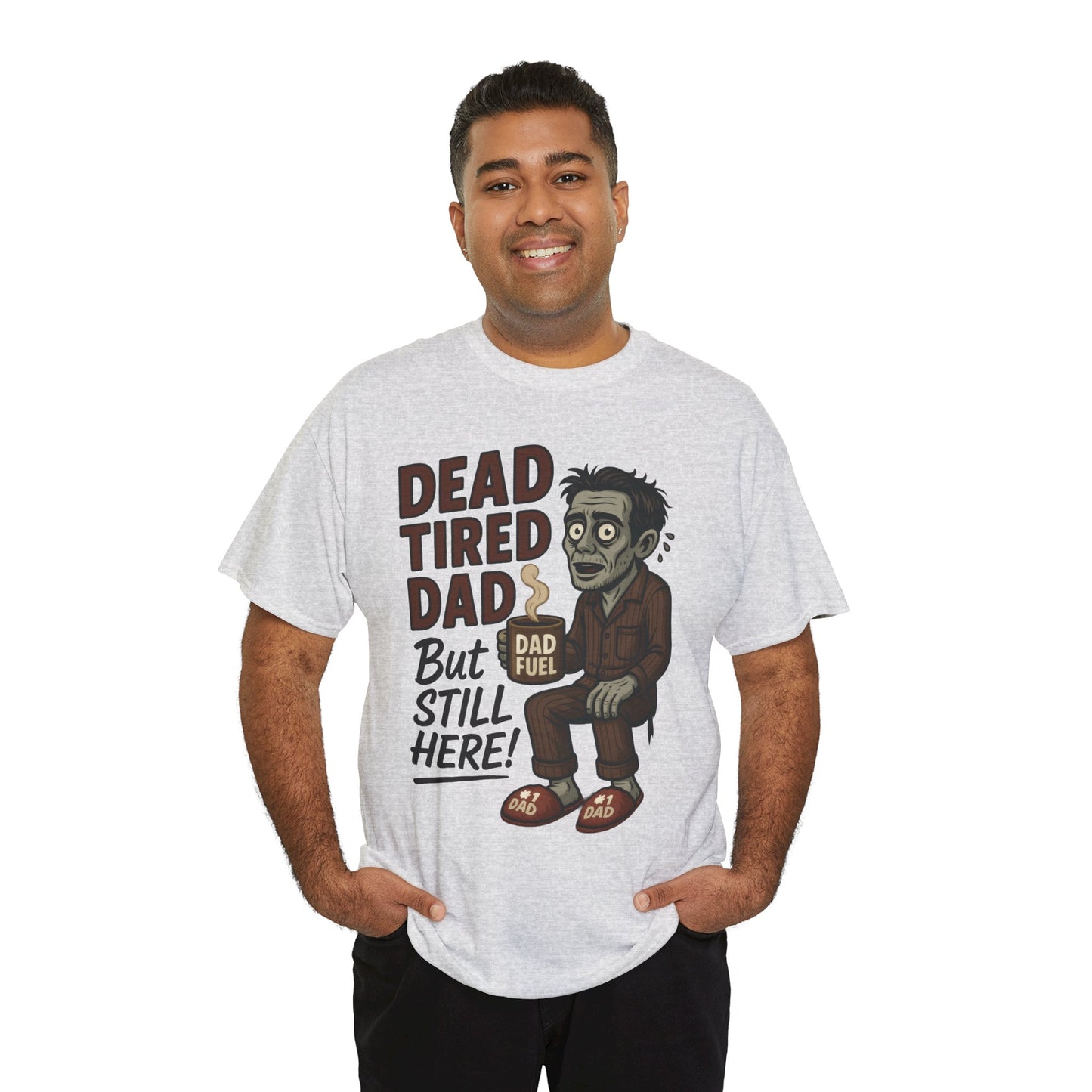 Dead Tired Dad Funny Zombie Coffee Men's T-Shirt, Father's Day Gift for Men, Dad Fuel Graphic Tee, Halloween Dad Tee