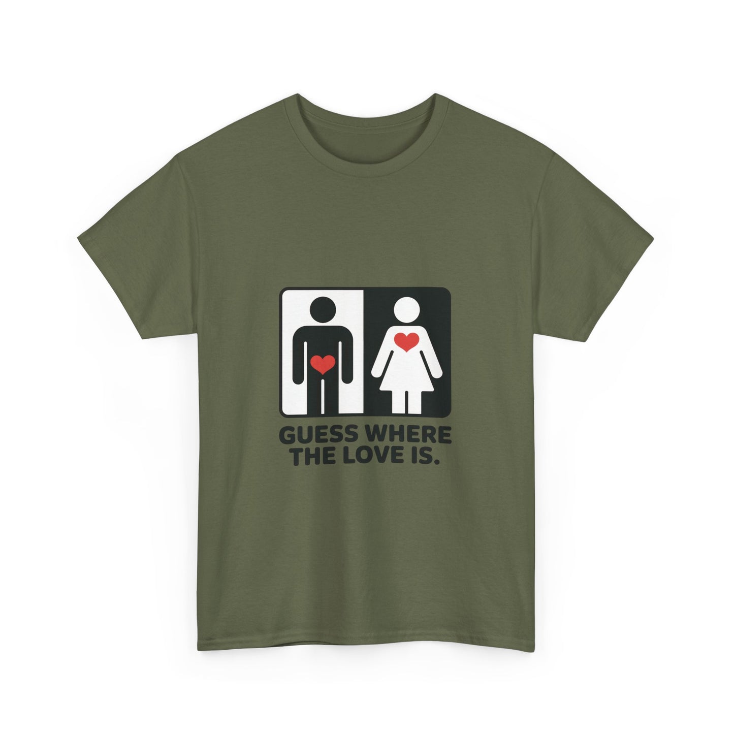 Guess Where The Love Is Tee, Funny Couples Gift, Valentines Day Apparel, Relationship Humor Shirt, Graphic Tee for Him, Bold Love Joke Shirt