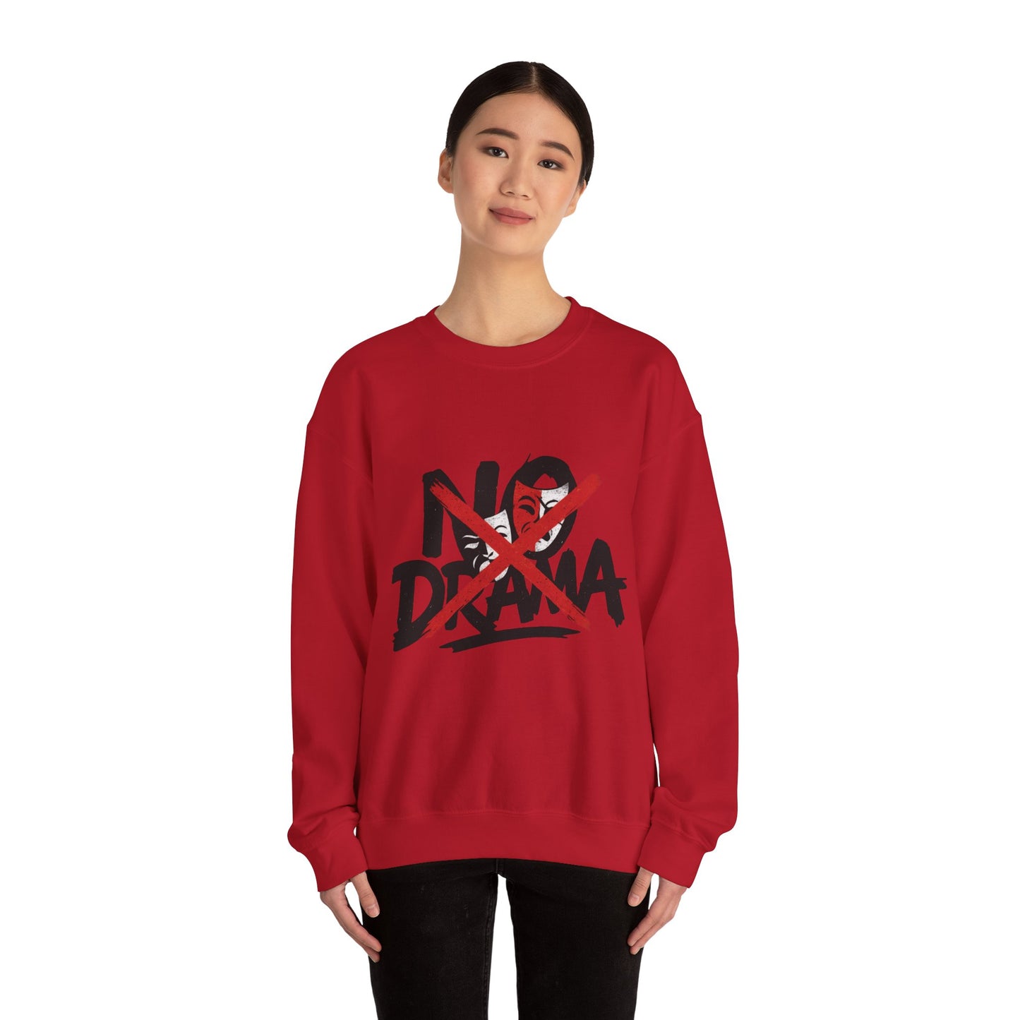No Drama Crewneck Womens Sweatshirt, Cozy Sweatshirt, Relaxed Fit Pullover, Casual Gift for Friends, Everyday Comfort Apparel
