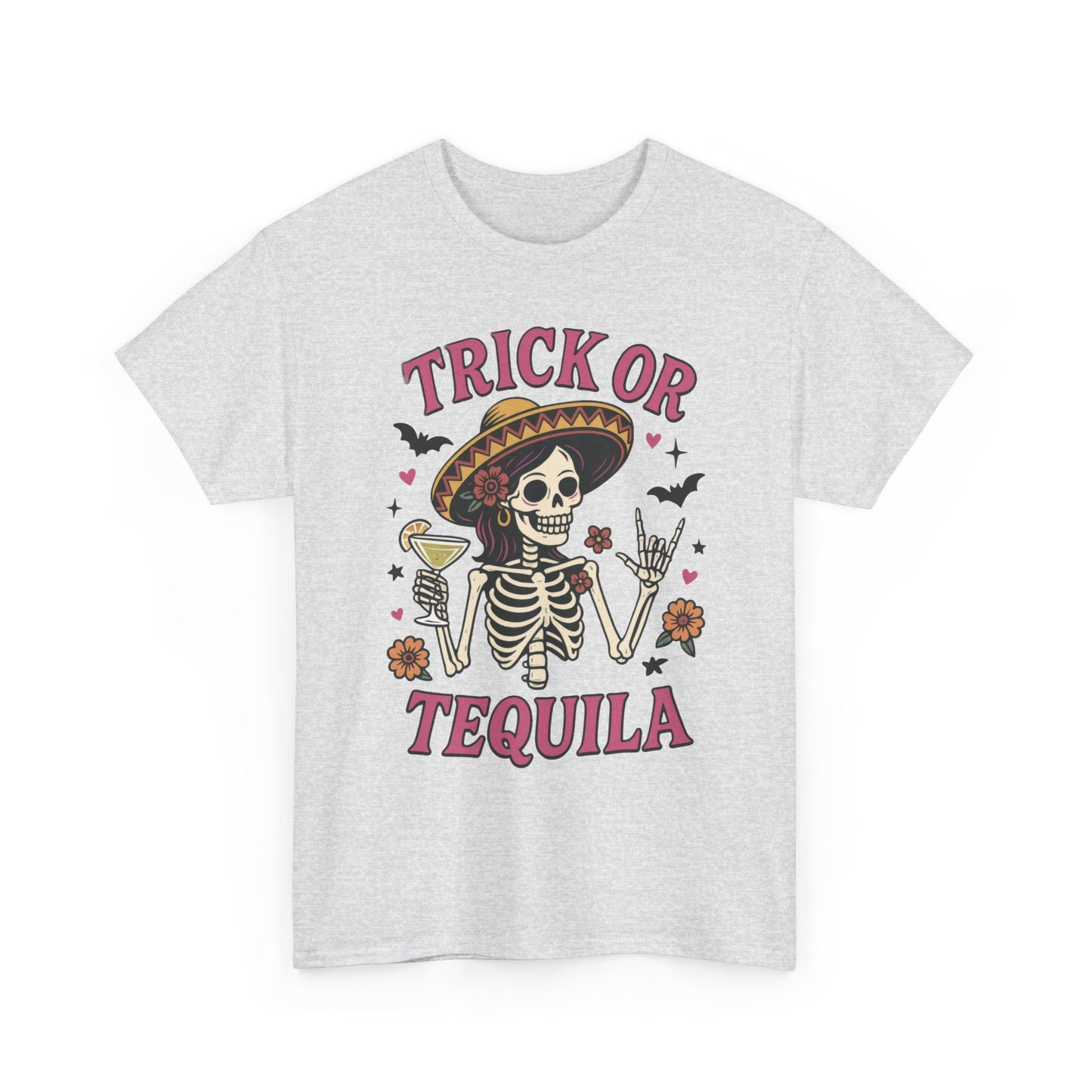 Trick or Tequila Women's T-Shirt, Funny Halloween Skeleton Drinking Shirt, Party Graphic Tee