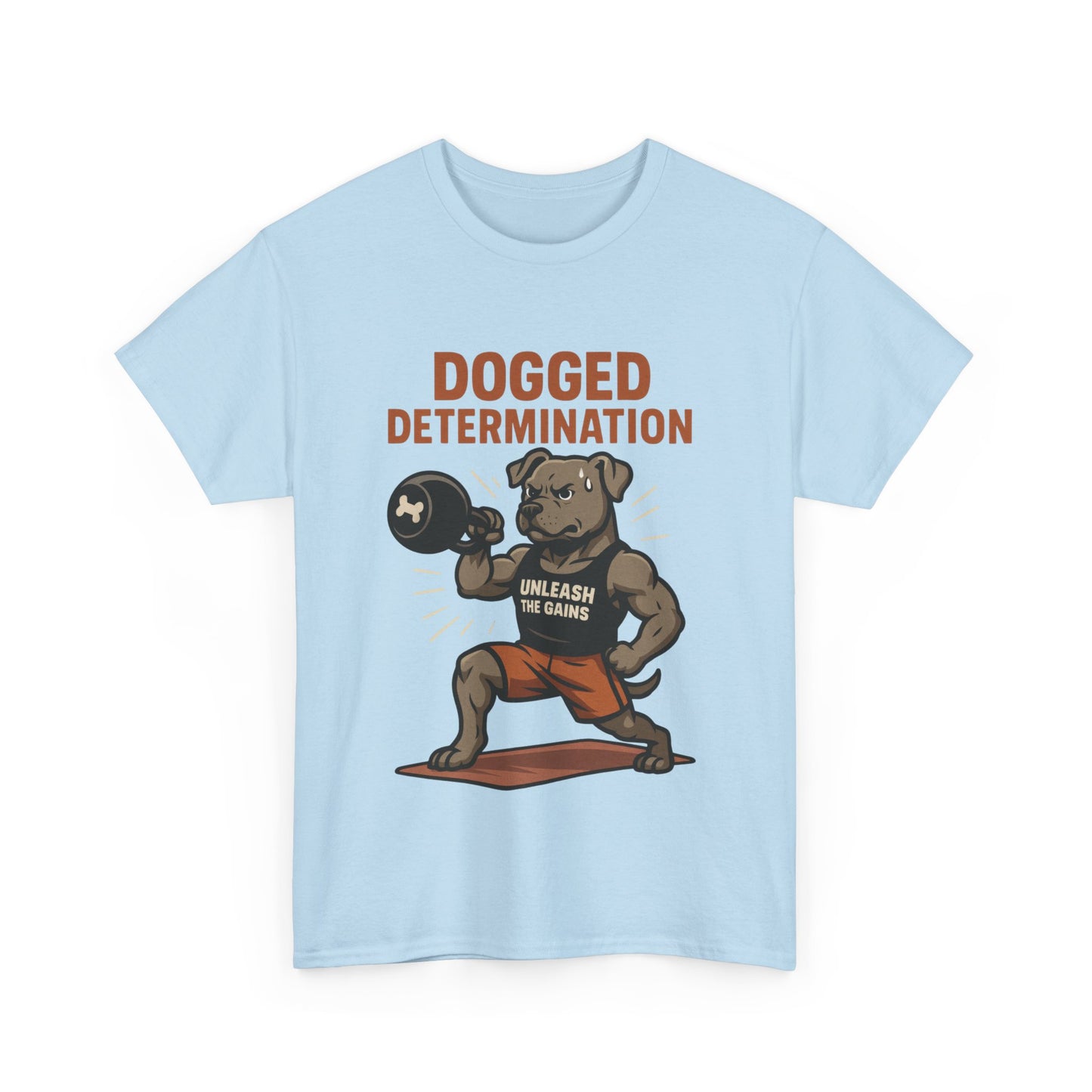 Funny Gym Dog T-Shirt for Men, Workout Bulldog Graphic Tee, Fitness Motivation Shirt, Dog Lover Gift, Dogged Determination Gym Tee
