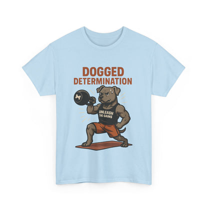 Funny Gym Dog T-Shirt for Men, Workout Bulldog Graphic Tee, Fitness Motivation Shirt, Dog Lover Gift, Dogged Determination Gym Tee