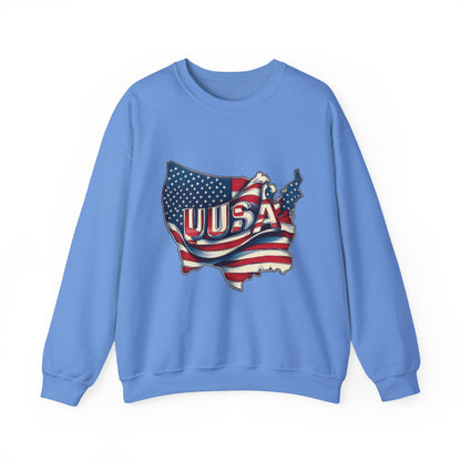 Patriotic USA Crewneck Sweatshirt, Unisex Sweatshirt, American Flag Apparel, Casual Comfort, Great for Independence Day and Holidays