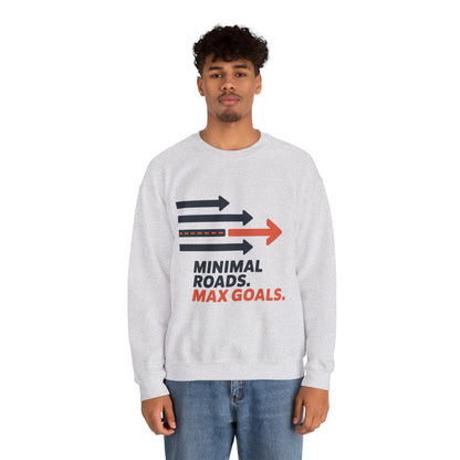 Mens Heavy Blend™ Crewneck Sweatshirt, Minimal Roads Max Goals Motivational Mens Sweatshirt