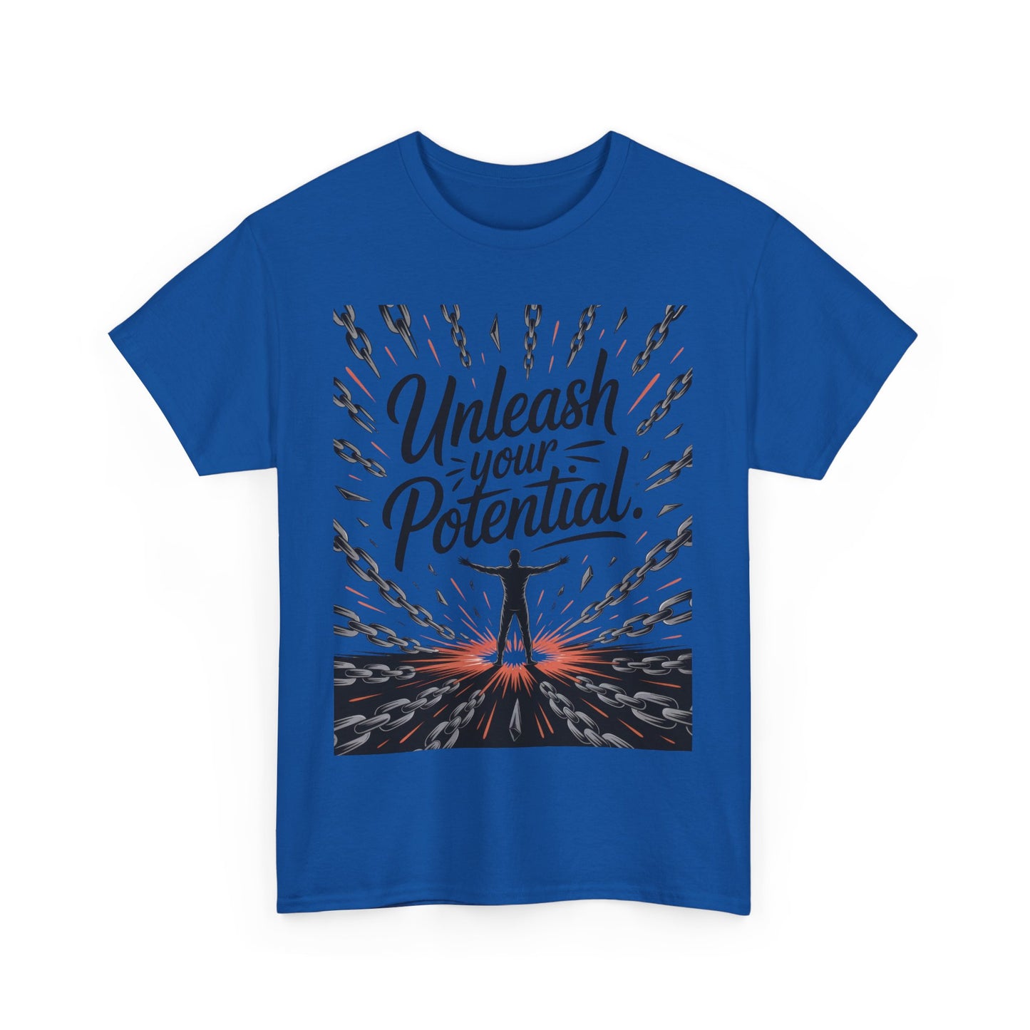 Inspiring Men's Heavy Cotton Tee, "Unleash Your Potential" Motivation Shirt, Gift for Graduates, Personal Growth Apparel, Casual Wear