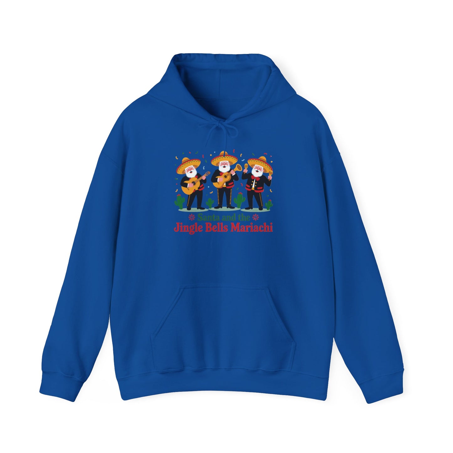 Santa and the Jingle Bells Mariachi Hoodie, Funny Mexican Santa Christmas Hoodie, Latin Fiesta Holiday Sweatshirt