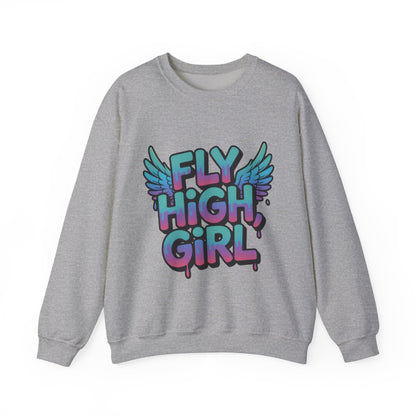 Women's Sweatshirt Fly High Girl, Graffiti Drip Angel Wings Streetwear Pullover Top
