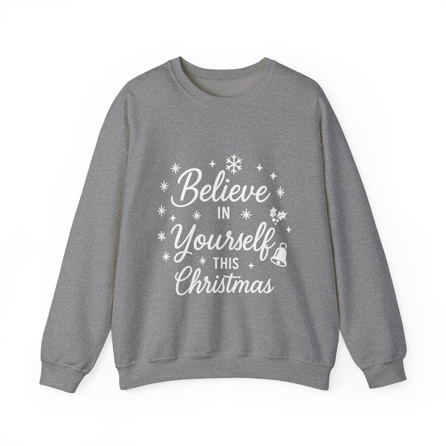 Women's Believe in the Magic Christmas Sweatshirt, Cozy Holiday Santa Hat Pullover, Women's Heavy Blend™ Crewneck Sweatshirt
