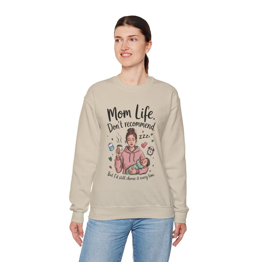 Mom Life Crewneck Sweatshirt, New Mom Gift, Cozy Everyday Wear, Funny Parent Apparel, Tired Mama Humor Tee
