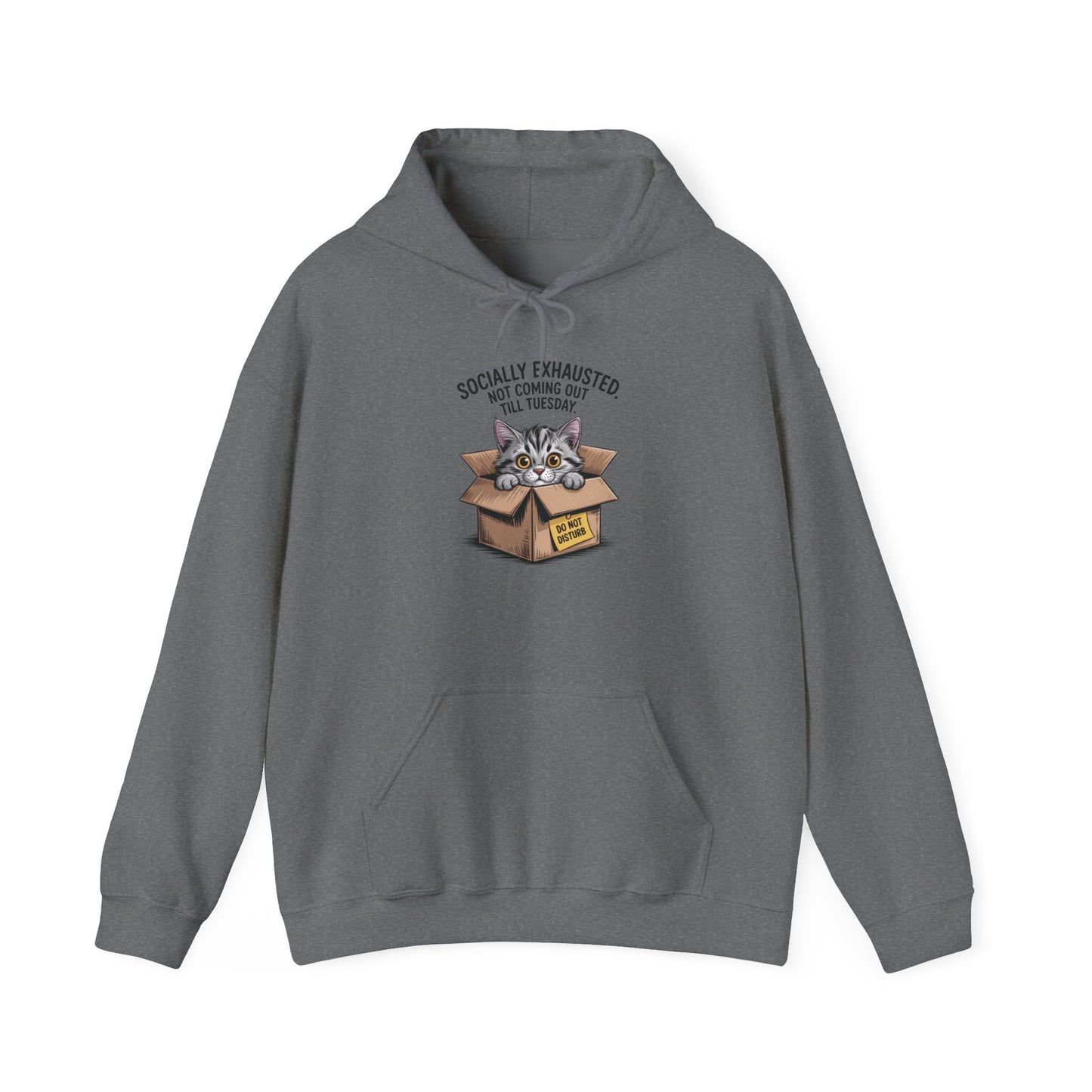 Socially Exhausted Cat Hoodie - Cozy Sweatshirt for Cat Lovers, Funny Gift, Casual Wear, Unique Animal Apparel, Perfect for Relaxing Days