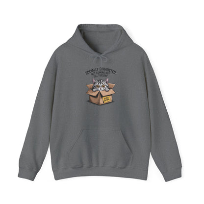 Socially Exhausted Cat Hoodie - Cozy Sweatshirt for Cat Lovers, Funny Gift, Casual Wear, Unique Animal Apparel, Perfect for Relaxing Days