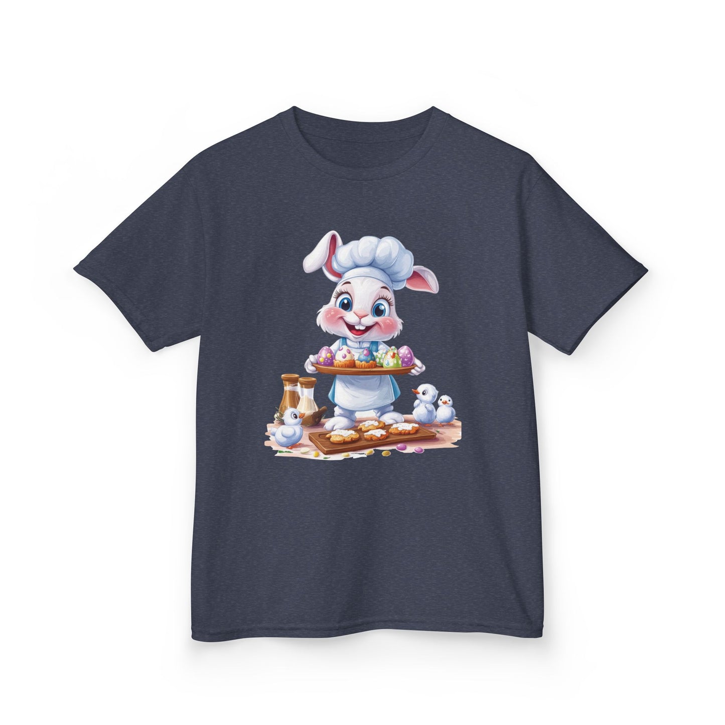 Easter Bunny Chef Kids T-Shirt, Cute Spring Baking Tee with Eggs, Toddler Easter Outfit, Bunny Holding Egg Tray Tee, Cute Animal Design