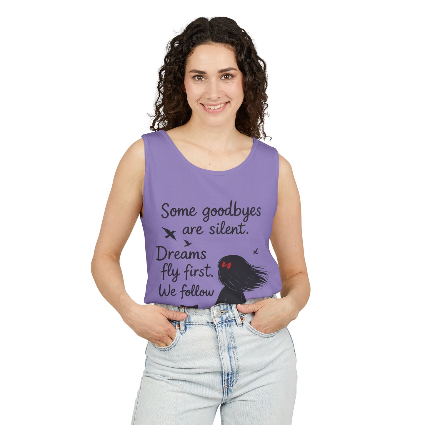Minimalist Tank Top, Womens Tank, Girl & Cat Art Print, Emotional Lightweight Summer Shirt,  Inspirational Apparel, Cat Lover Gift