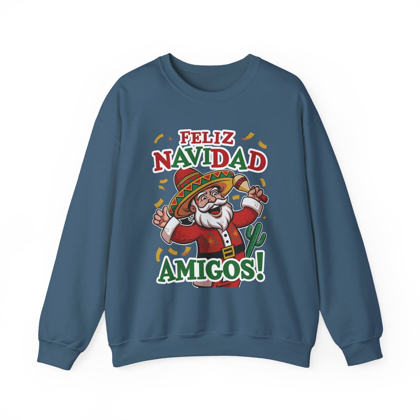 Feliz Navidad Amigos Sweatshirt, Funny Mexican Santa Christmas Jumper, Latin Holiday Fiesta Pullover