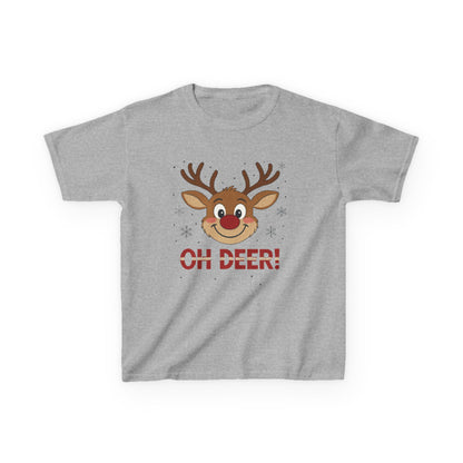 Girls Oh Deer Christmas T-Shirt, Cute Reindeer Kids Holiday Tee