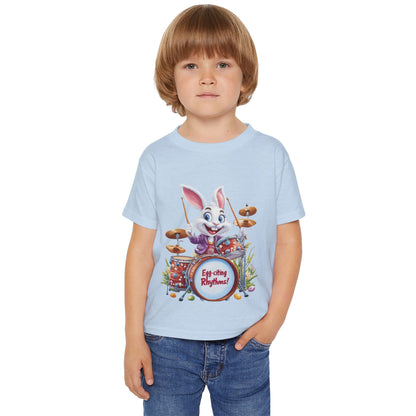 Easter Bunny Drummer Toddler T-Shirt - Fun Spring Apparel, Kids Music Shirt, Egg-citing Rhythms, Perfect Gift for Easter, Toddler Fashion