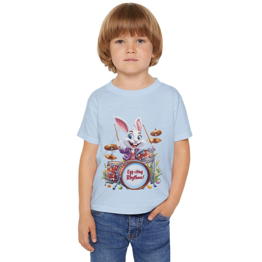 Easter Bunny Drummer Toddler T-Shirt - Fun Spring Apparel, Kids Music Shirt, Egg-citing Rhythms, Perfect Gift for Easter, Toddler Fashion