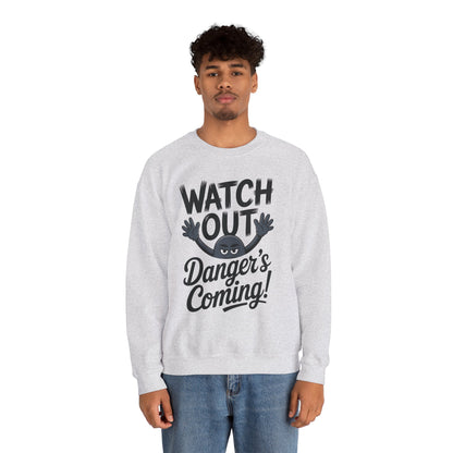 Mens Casual Crewneck Sweatshirt with Warning Message, Funny Gift for Friends, Cozy Layer for Everyone, Great for Halloween, Fall