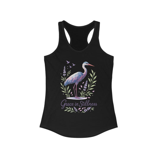 Polygonal Heron Graphic Tank, Women's Artistic Bird Summer Top, Geometric Crane, Bird Lovers Gift, Yoga Shirt, Fitness Apparel, Casual Wear