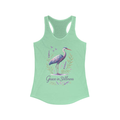 Polygonal Heron Graphic Tank, Women's Artistic Bird Summer Top, Geometric Crane, Bird Lovers Gift, Yoga Shirt, Fitness Apparel, Casual Wear