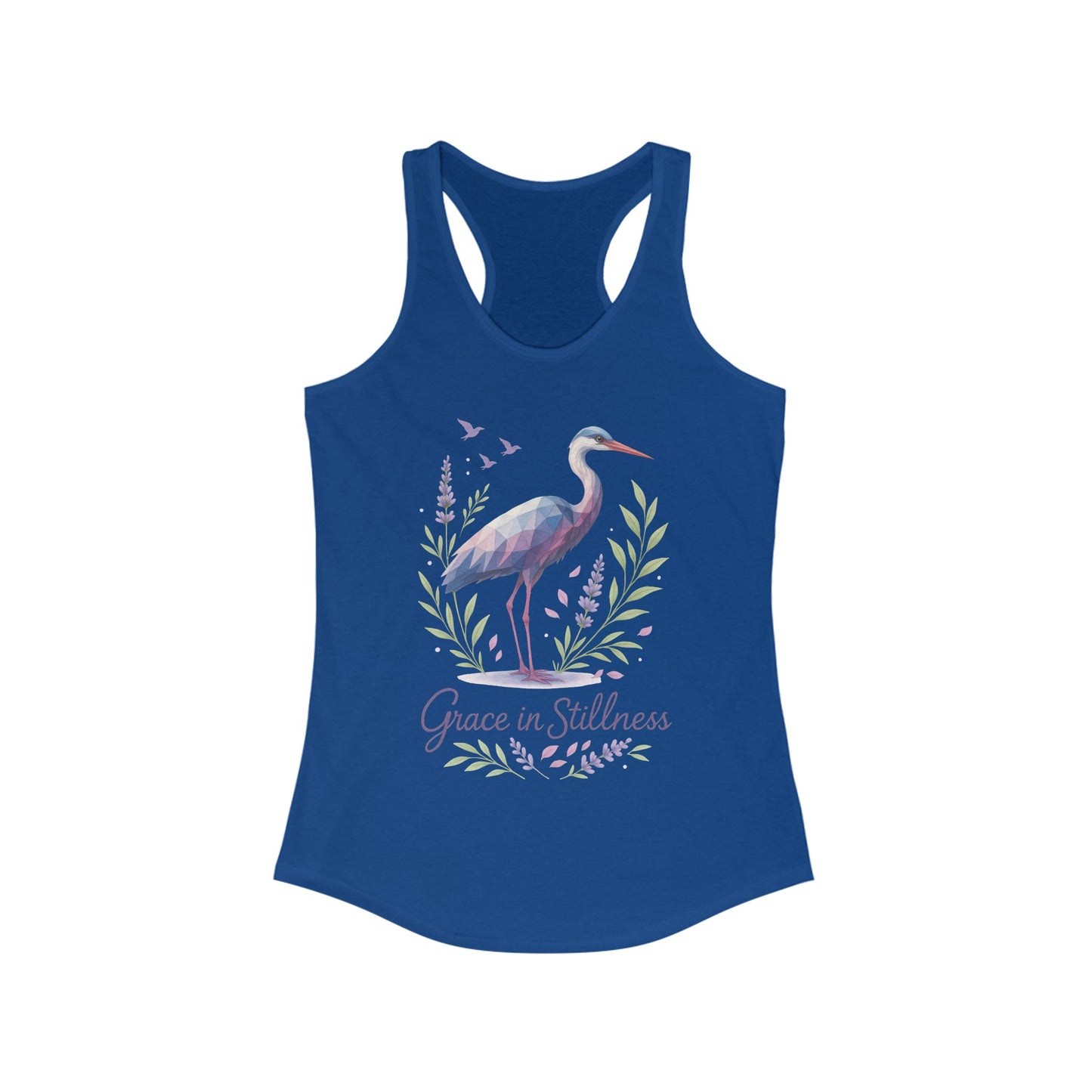 Polygonal Heron Graphic Tank, Women's Artistic Bird Summer Top, Geometric Crane, Bird Lovers Gift, Yoga Shirt, Fitness Apparel, Casual Wear