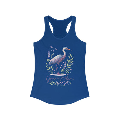 Polygonal Heron Graphic Tank, Women's Artistic Bird Summer Top, Geometric Crane, Bird Lovers Gift, Yoga Shirt, Fitness Apparel, Casual Wear