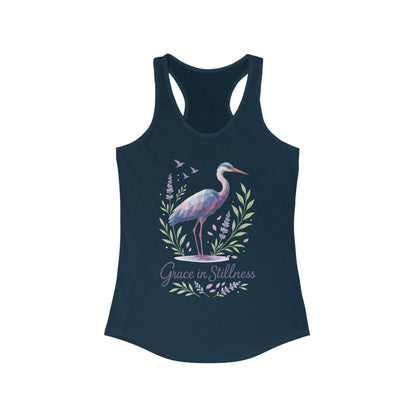 Polygonal Heron Graphic Tank, Women's Artistic Bird Summer Top, Geometric Crane, Bird Lovers Gift, Yoga Shirt, Fitness Apparel, Casual Wear