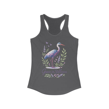 Polygonal Heron Graphic Tank, Women's Artistic Bird Summer Top, Geometric Crane, Bird Lovers Gift, Yoga Shirt, Fitness Apparel, Casual Wear