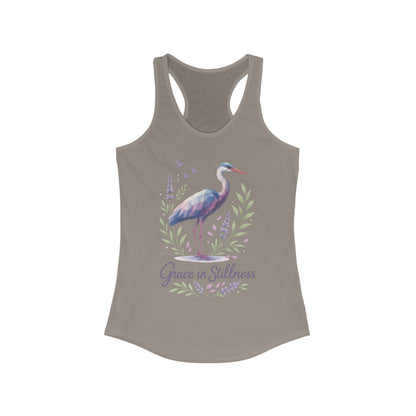 Polygonal Heron Graphic Tank, Women's Artistic Bird Summer Top, Geometric Crane, Bird Lovers Gift, Yoga Shirt, Fitness Apparel, Casual Wear