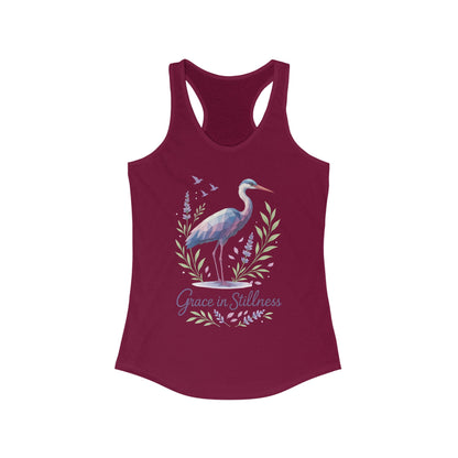 Polygonal Heron Graphic Tank, Women's Artistic Bird Summer Top, Geometric Crane, Bird Lovers Gift, Yoga Shirt, Fitness Apparel, Casual Wear