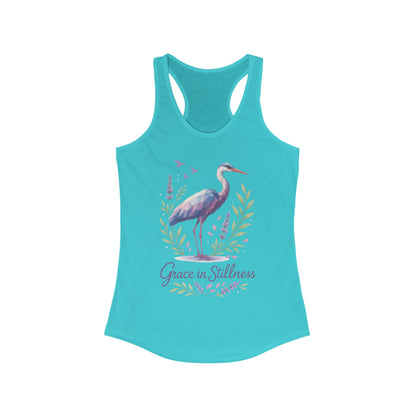 Polygonal Heron Graphic Tank, Women's Artistic Bird Summer Top, Geometric Crane, Bird Lovers Gift, Yoga Shirt, Fitness Apparel, Casual Wear
