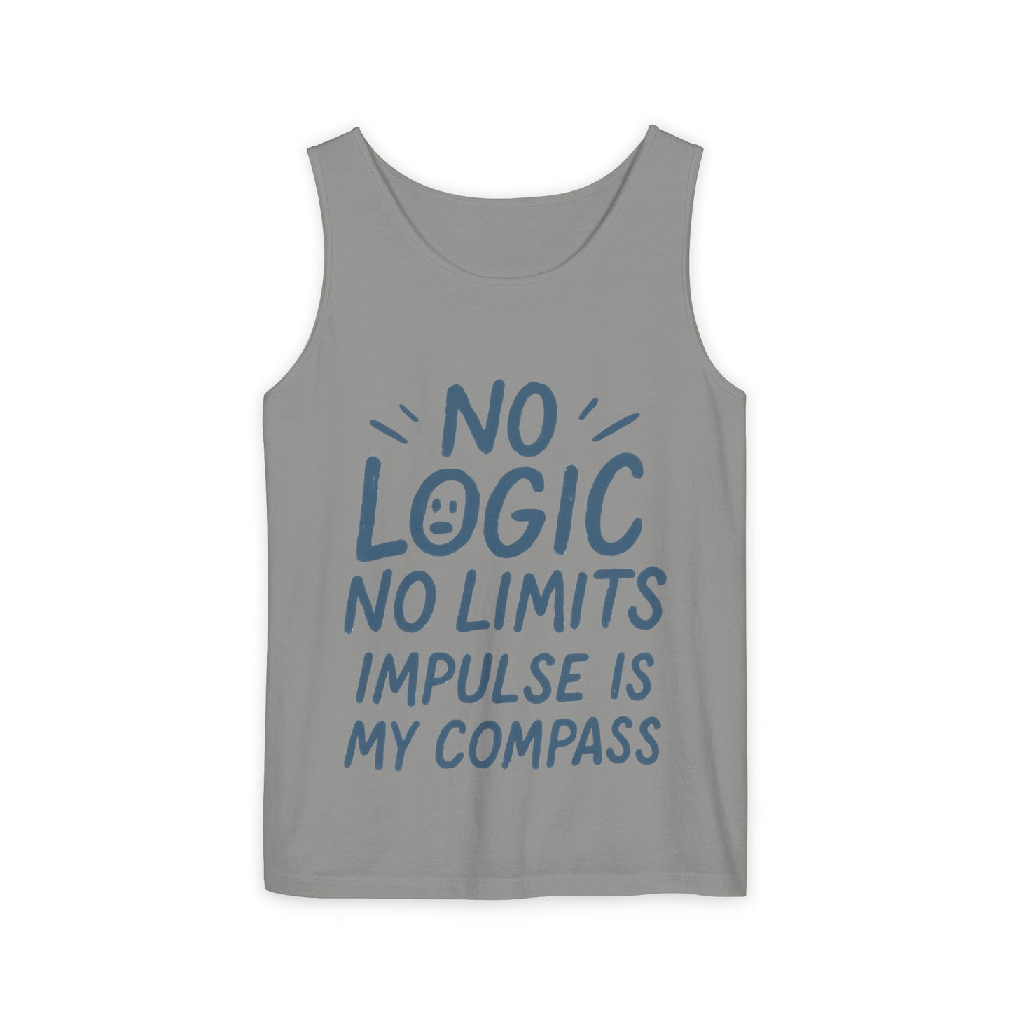 Funny Mens Tank Top, No Limits Impulse Quote, Relaxed Fit Tee, Casual Wear for Creatives, Gift for Artists Impulsive Style Shirt