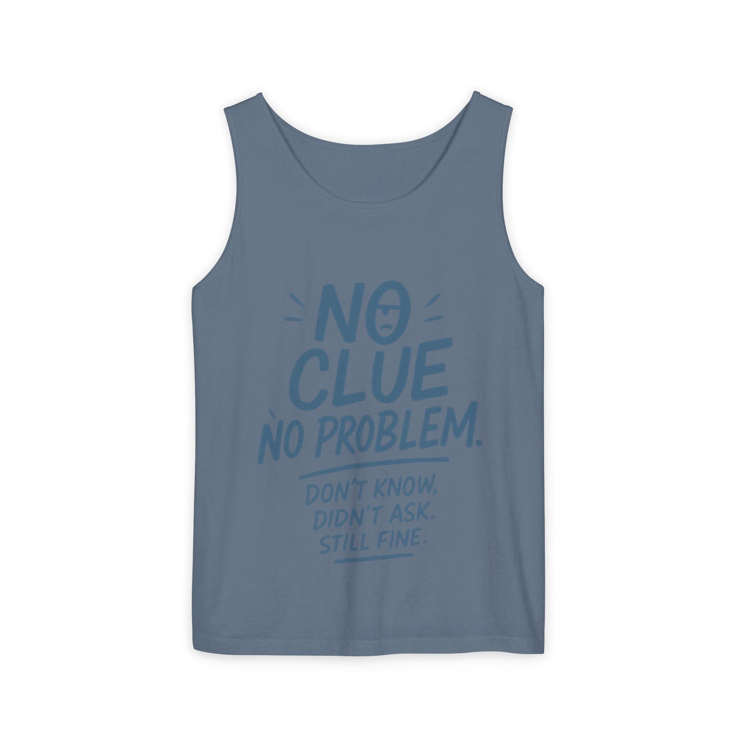 Funny No Clue Mens Tank Top, No Problem Quote, Dont Know Didnt Ask Slogan Tee, Workout Sleeveless Gym Shirt, Relaxed Fit Gift for Him