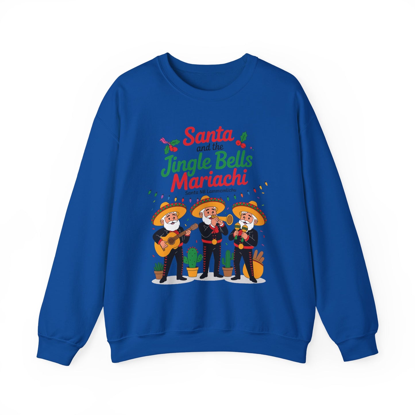 Santa and the Jingle Bells Mariachi Sweatshirt, Funny Mexican Christmas Jumper, Latin Holiday Fiesta Pullover