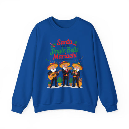 Santa and the Jingle Bells Mariachi Sweatshirt, Funny Mexican Christmas Jumper, Latin Holiday Fiesta Pullover