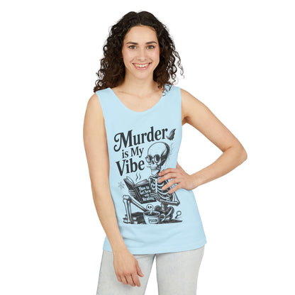 Murder Is My Vibe Tank Top, Womens Goth Tank, Halloween Clothing, Skeleton Graphic Tee, Cozy Casual Wear, Quirky Gift Idea