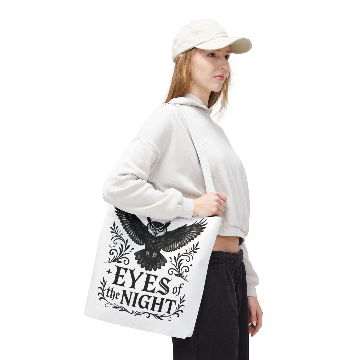 Eyes of the Night Owl Tote Bag, Artsy Shopping Bag, Eco-Friendly Carryall, Unique Gift for Animal Lovers, Halloween Decor, Beach Tote