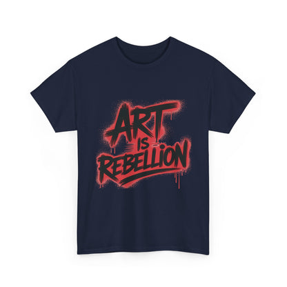 Men's Heavy Cotton Tee, Art Is Rebellion Men's T-Shirt, Graffiti Street Art Graphic Tee, Urban Skate Punk Style Shirt