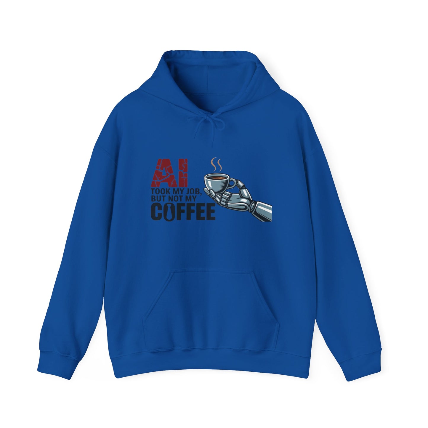 AI Coffee Hoodie, Funny Robot Humor Pullover, Geek Job Joke Sweatshirt Gift, Men's Heavy Blend™ Hooded Sweatshirt, Sarcastic Work Shirt