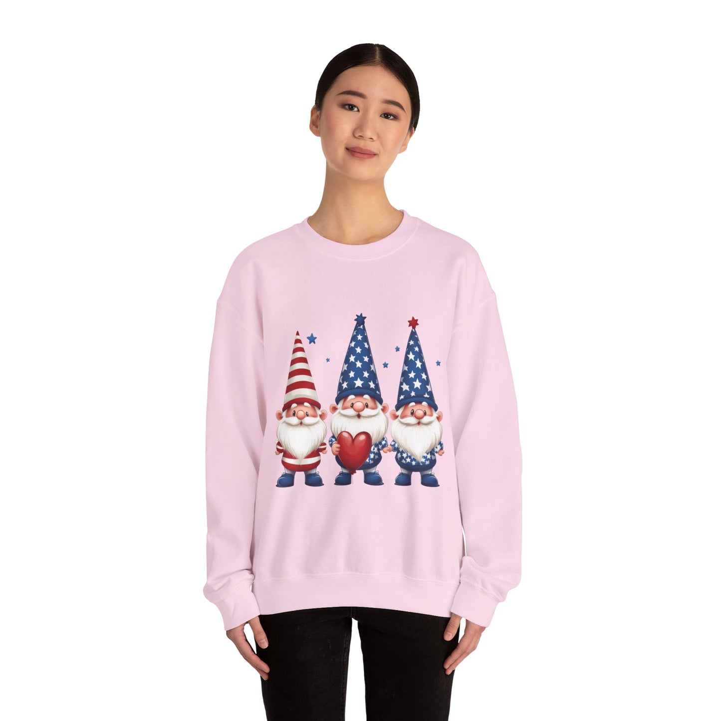 Patriotic Gnome Sweatshirt, Cozy Casual Wear for Independence Day, Gift for Gnome Lovers, 4th of July Apparel, All-Year Comfort