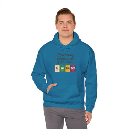 Sarcasm Hoodie for Men, Funny Nerd Hoodie, Primary Element of Humor Sweatshirt, Science Lover Gift for Him, Sarcastic Humor Apparel