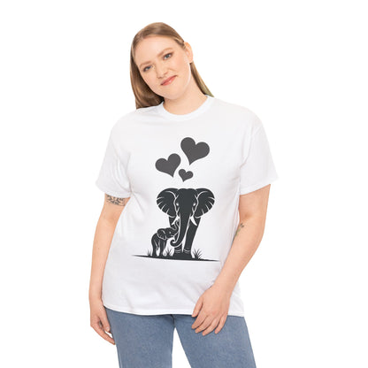 Elephant Mom and Baby T-Shirt, Elephant Love Cotton Tee, Cute Animal Shirt, Animal Lover Gift, Cute Minimalist Elephant Design