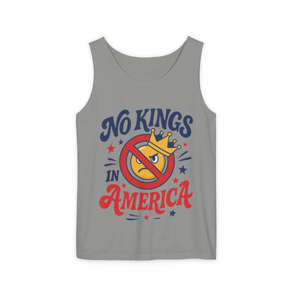 No Kings in America Tank Top - Funny Patriotic Anti Monarchy Sleeveless Shirt - USA Freedom Top, Unisex Summer Apparel, USA Independence Day