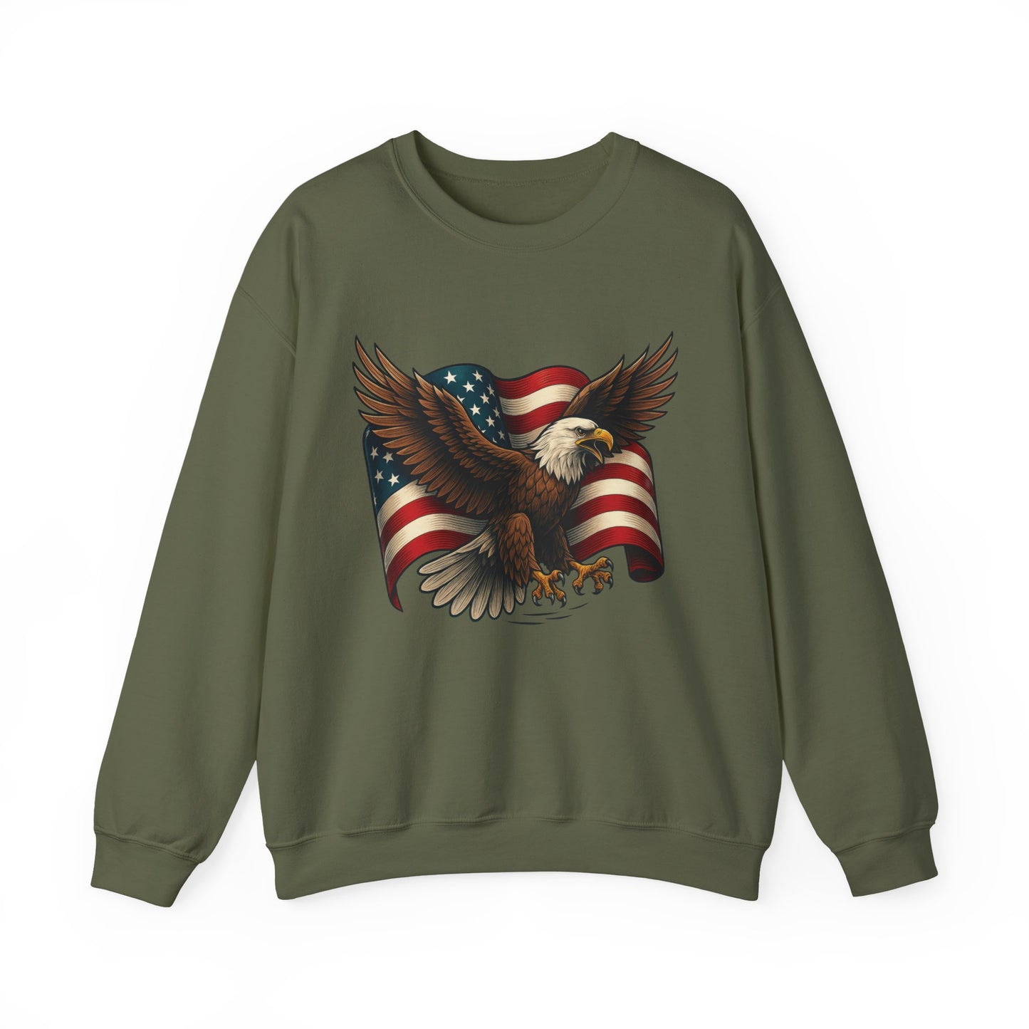 Patriotic Eagle Sweatshirt - Unisex Crewneck, USA Flag Apparel, Memorial Day, Veteran's Day, Independence Day, Gift for Patriots