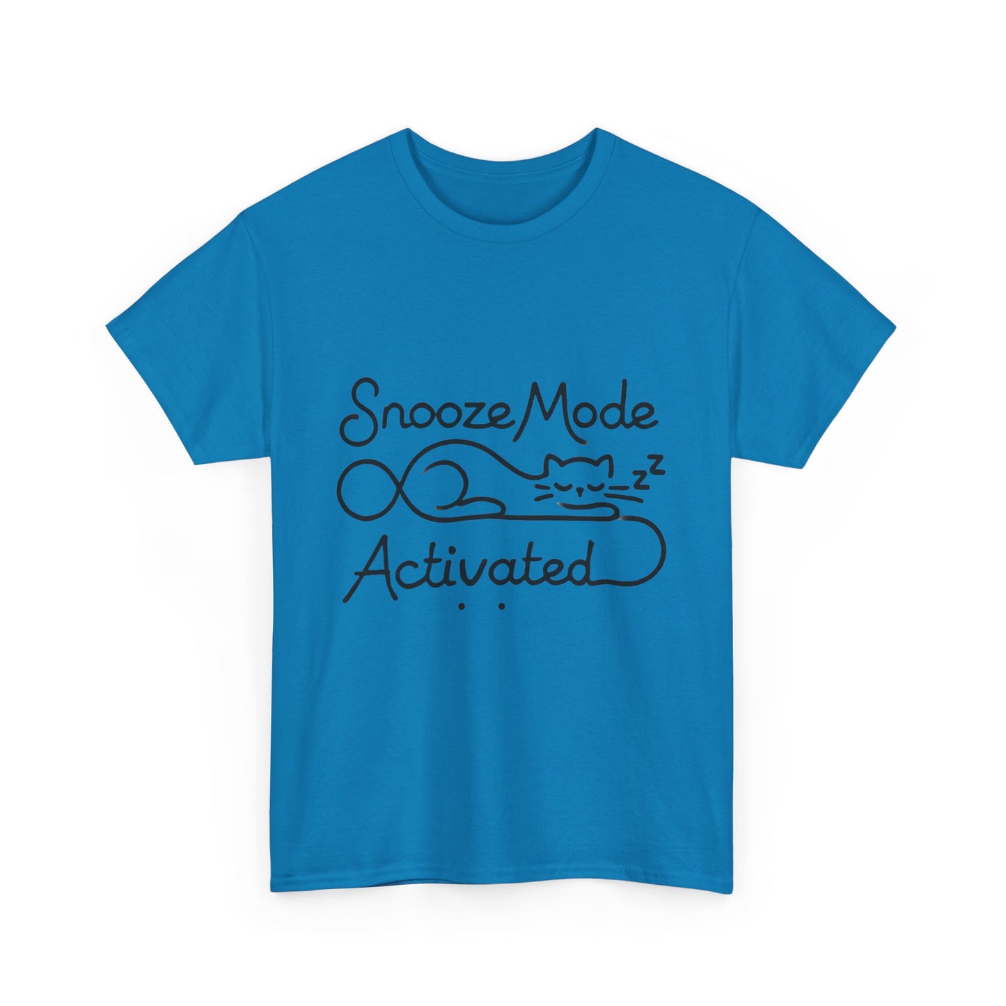 Cotton T-Shirt for Cat Lovers, Funny Sleeping Cat Tee,  Lazy Mood Graphic, Women's Heavy Cotton T-Shirt Gift for Cat Lovers